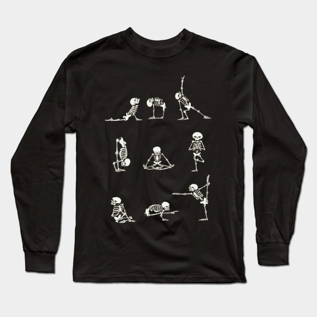 Skeleton Yoga Long Sleeve T-Shirt by huebucket